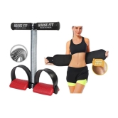 HORSE FIT Tummy Trimmer Single spring with Slim Belt Combo | Waist Trimmer | Body Shaper | Weight Loss Fitness Equipment | Body Toner | Single Spring Ab Tummy Trimmer - Red