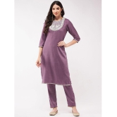 Pannkh - Purple Art Silk Womens Straight Kurti ( Pack of 1 ) - None