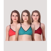 Kiran Enterprises - Multicolor Cotton Blend Non Padded Womens T-Shirt Bra ( Pack of 3 ) - None