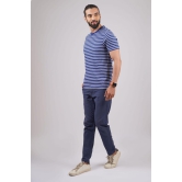 Men's Blue Striped Crew Neck T-Shirt