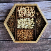 Handcrafted Wooden Dry Fruit Storage Box-Brown