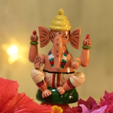 Channapatna Wooden Ganesha Figurine (Small)-Red