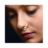 Vighnaharta Gold Plated Mayur design with Peals Alloy Maharashtrian Nath Nathiya./ Nose Pin for women VFJ1011NTH-Press - Golden