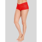 ILRASO - Red Lace Self Design Women's Boy Shorts ( Pack of 1 ) - None