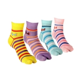 Texlon - Multicolor Cotton Women's Ankle Length Socks ( Pack of 4 )