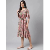 Janasya - Pink Satin Womens Fit & Flare Dress ( Pack of 1 ) - None