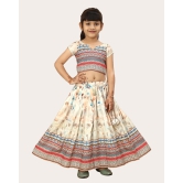 Kids Girls Multi Color Rayon Silk Bandhani Printed Lehenga Choli | Girls Ethnic Wear: Printed Lehenga Choli Set-White / 3 Years-4 Years