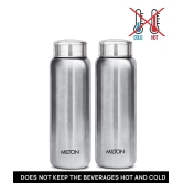 Milton Aqua 750 Stainless Steel Water Bottle, Set of 2, 750 ml Each, Silver - Silver