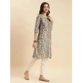 Rangita Women Sea Green Cotton Printed Knee Length Straight Kurti - None