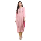 SAAKAA - Pink Rayon Women's Straight Kurti ( Pack of 1 ) - M