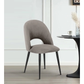 Dining Chair Black With Light Grey Fabric Finish-Grey