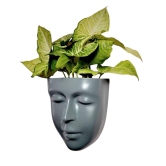 DZIGN Hanging Wall Planter, Face Planter, Balcony Planter, Wall Hanging Indoor Planter, Outdoor Planter, Head Planter for Home Decor and Garden Hanging. Grey Male Face Planter Pack of 1.