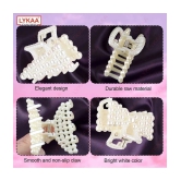 LYKAA Stylish Fancy White Pearl Hair Claw Fashionable Clip Clutcher Hair For Women & Girls 5Pcs - White