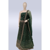 Bottle Green Color Net Thread Work Lehenga