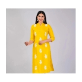 MAUKA Rayon Embroidered Straight Womens Kurti - Yellow ( Pack of 1 ) - None