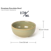 Chip Resistance Porcelain Bowls Set of 4 (180ml) for Serving Vegetable, Dal, Cereal, Mixing Bowl for Snack, Microwave and Dishwasher Safe, Perfect for Dining and Gifting, Olive Green