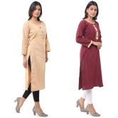 DESHBANDHU DBK - Multicolor Cotton Womens Straight Kurti ( Pack of 2 ) - None