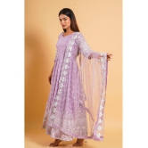 Estela - Purple Anarkali Organza Women's Stitched Salwar Suit ( Pack of 1 ) - None