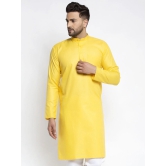 Jompers Mens Lemon Cotton Solid Kurta Only-L / Yellow