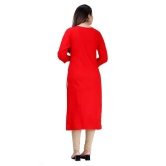 HIGHLIGHT FASHION EXPORT - Red Rayon Womens Straight Kurti - M