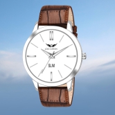 LOIS CARON Ultra Slim Series White Dial & Brown Leather Strap for Boys Analog Watch - for Men(LCS-4255)