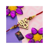 Stylish Bhaiya Rakhi  BRO Designer Pendent With Designer Look OM Rakhi Combo For Bhaiya With Roli Chawal And Greeting Card 1 Kankawati Pooja Thali - None