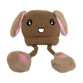 Zacharias Boy & Girl Winter Woolen Rabbit Moving Ear Cap (Free Size_Pack of 1) - None