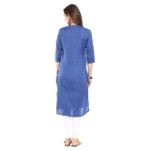 Alena - Blue Cotton Women''s Straight Kurti - S