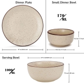 Handcrafted Stoneware Ceramic Dinner Set, 10 Pieces Dish Set Serving for 4, Microwave and Dishwasher Safe, Bone-ash Free, Crockery Set for Dining and Gifting, Beige Speckled