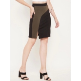 Women Black & Brown Colourblocked Solid Mini Pencil Skirts