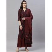 miravan - Maroon Straight Cotton Women's Stitched Salwar Suit ( Pack of 1 ) - None