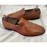 Tan Leaf Zardosi Slipons-UK8/US9/EU42