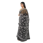 VASU INC. Handmade Lucknow Chikankari Black Saree ms012