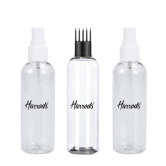 HARRODS 200ml Empty Plastic Bottle for hair application (2 Mist Spray + 1 Applicator) Pack of 3 | Perfect For Hair Oil, Perfume, Rosewater, Travel Friendly