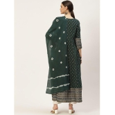 Kbz - Green Cotton Women's Flared Kurti with Dupatta ( Pack of 1 ) - None