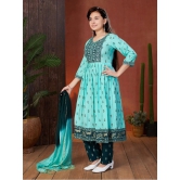 Aarika Sea Green Rayon Girls Anarkali Suit Set ( Pack of 1 ) - None