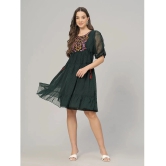 JC4U Crepe Embroidered Knee Length Womens Fit & Flare Dress - Green ( Pack of 1 ) - None