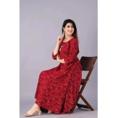 Smien Rayon Printed Anarkali Womens Kurti - Red ( Pack of 1 ) - None