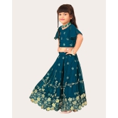 Ethnic Wear Georgette Silk Embroidered Indian Style Full Stitched Lehenga Choli Set-Blue / 3 Years-4 Years