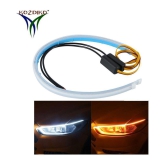 Kozdiko 60 CM Flexible White Daytime Running Light For Cars with Matrix Yellow Indicator with Turn Sequential Flow (60 cm, Set of 2 Pieces) ForChevrolet Beat