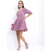 Ketch Polyester Printed Mini Womens Fit & Flare Dress - Pink ( Pack of 1 ) - None