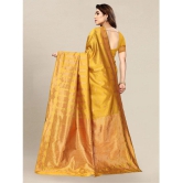 Om Shantam Sarees - Mustard Banarasi Silk Saree With Blouse Piece ( Pack of 1 ) - Mustard