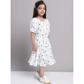 MINI & MING Girls Floral Print Puff Sleeve Fit & Flare Midi Dress