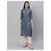 Alena Blue Rayon Straight Kurti - XXL