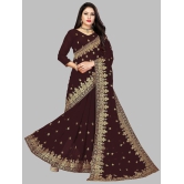 Om Shantam Sarees - Coffee Georgette Saree With Blouse Piece ( Pack of 1 ) - Coffee