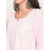 Queenley - Pink Cotton Women's Straight Kurti ( Pack of 1 ) - XL