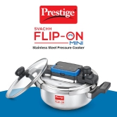 Prestige Svachh FLIP-ON MiniÂ SS Pressure Cooker 18 cm-2 L with Glass Lid