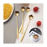 GEEO Gold Stainless Steel Dessert Spoon ( Pack of 4 ) - Gold