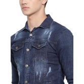 Rodamo Men Navy Blue Solid Denim Jacket