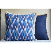 Ikat Design Printed Blue Colour Cushion Cover Size 16x16